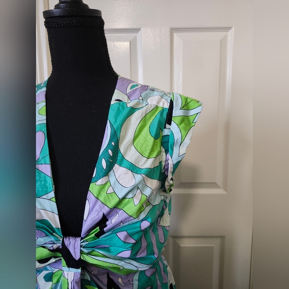 Steve Madden Teal Green Cutout Multicolor Maxi Dress M - Picture 10 of 12